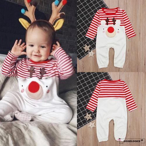Áo liền quần cotton họa tiết giáng sinh cho trẻ sơ sinh
