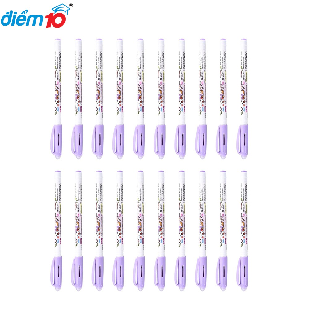 Combo 20 Bút Gel xóa được Thiên Long TP-GELE01 ngòi 0.5mm mực xanh/đen/tím bút viết trơn mượt, có gôm trên nắp