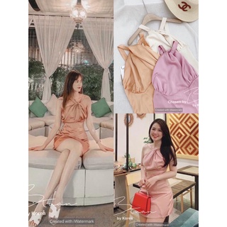 Váy lụa satin cổ yếm hợp với các buổi tiệc tùng