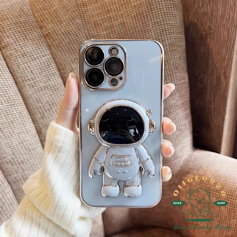 Ốp Điện Thoại TPU Mềm Mạ Điện Họa Tiết Phi Hành Gia Cho Iphone 13 12 11 Pro Max Xs Max Xr 8 7Plus