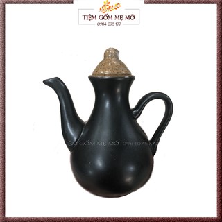 Bình rót mắm men đen gốm Bát Tràng