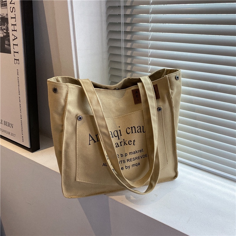 Túi Xách Canvas Cỡ Lớn Thiết Kế Đơn Giản Thời Trang