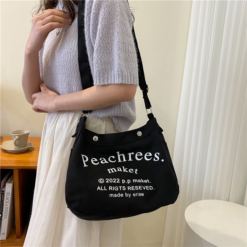 Túi Vải Canvas In Chữ Thiết Kế Mới Cỡ Lớn 2022 Thời Trang Xinh Xắn Cho Bạn Gái