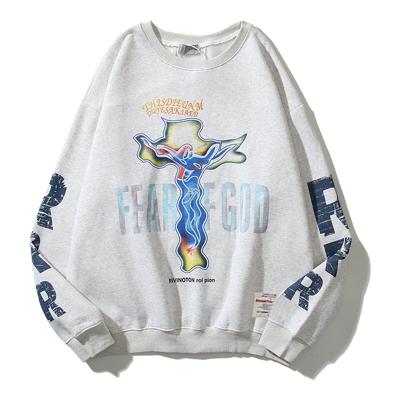 Áo sweater RRR123 x In Chữ Thập graffiti Đường Phố Cá Tính