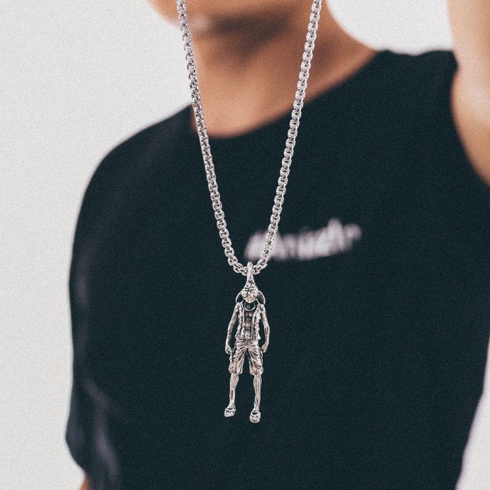 VANES1 Vòng cổ Thép Titan Mặt Hoạt Hình Luffy Zoro Cướp Biển