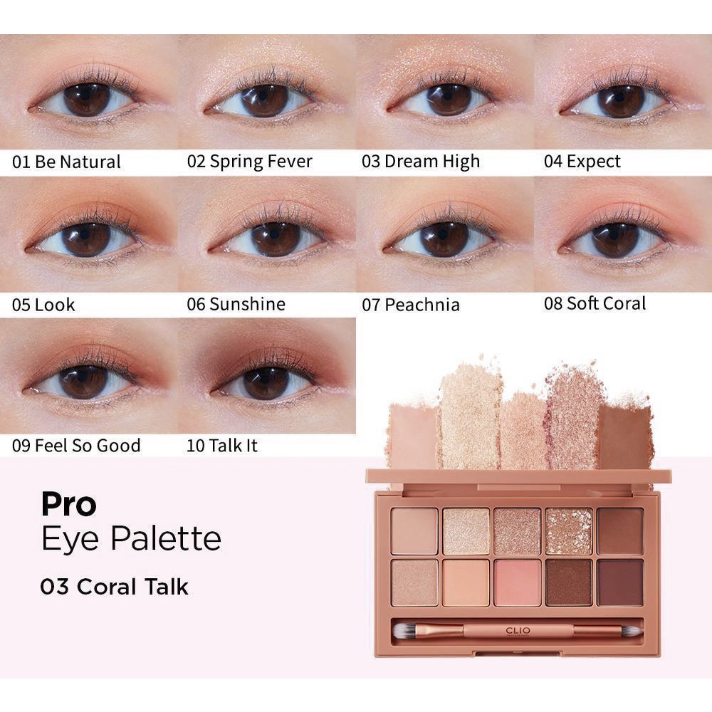 Bảng phấn mắt Clio Pro Eye Palette full 9 màu, với 10 mắt lì nhũ xinh, bám màu siêu tốt - HONGS BEAUTY