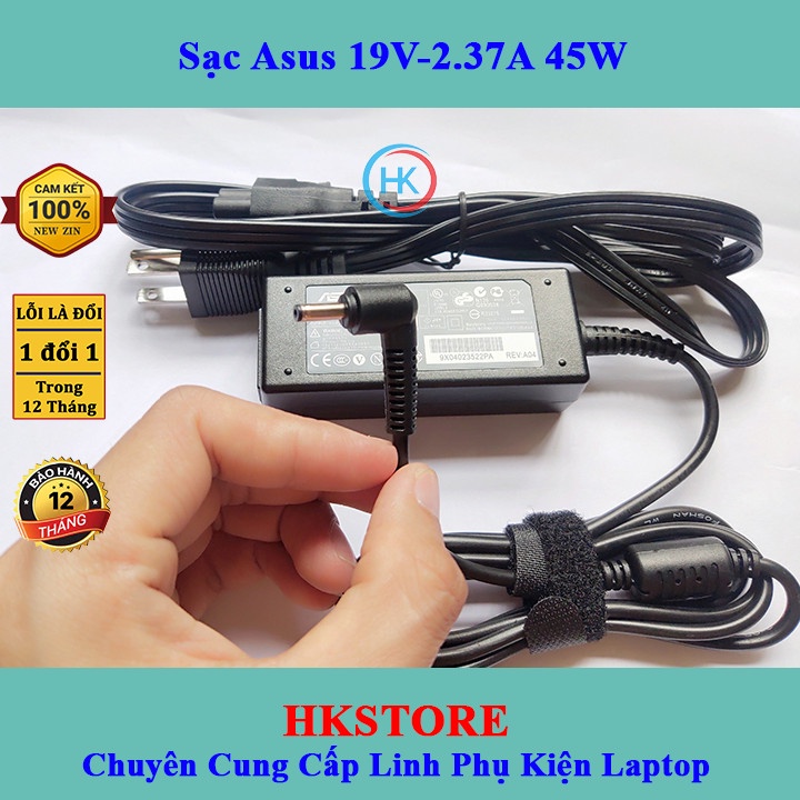 Sạc Laptop Asus 19V-3.42A/2.37A 45W Chữ Nhật New Zin x540s X540l X541U X200 X200CA Q200 Q200E E402MA E403sa S200 S200E