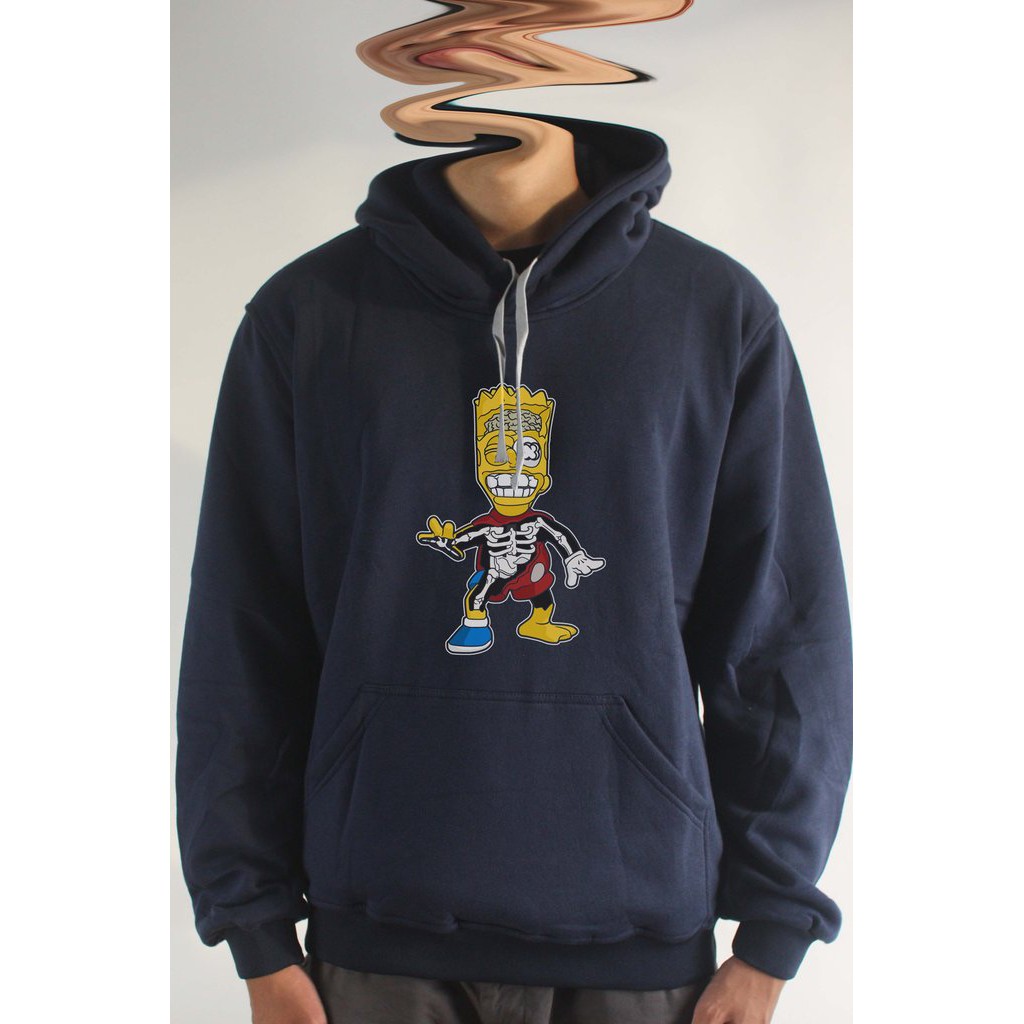 Áo khoác hoodie unisex cotton hình Half Skeleton series - Bart Simpson(nhiều màu)