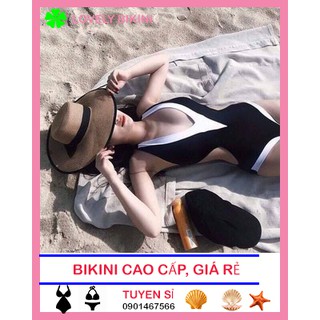 Đồ bơi cut out đen viền trắng