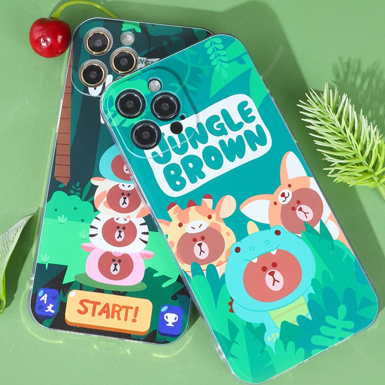 Ốp lưng Iphone Gấu rừng xanh cạnh trong các dòng 7/7plus/8/8plus/x/xr/xs/11/12/pro/max/plus/promax [Tomax Shop]