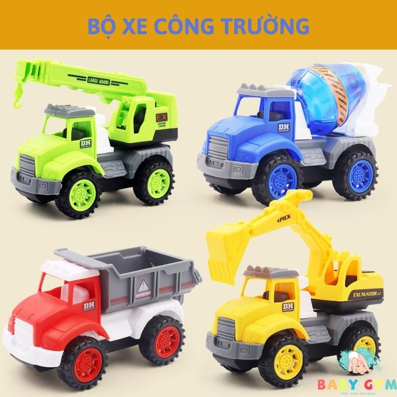 Xe ô tô đồ chơi dây cót chạy đà cho bé, bộ 4 xe nhiều chủ đề, nhiều màu sắc, kiểu dáng đẹp an toàn cho bé BABYGYM
