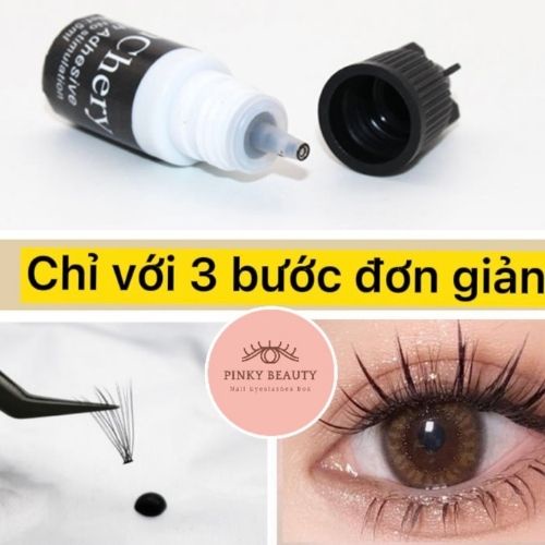 Keo Nối Mi Không Cay MonCherry Pinky Beauty Nhanh Khô Siêu Bền 5ml, Dành Cho Người Mới Học Nối, Có Thể Tự Nối Được