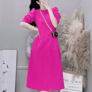 Váy Đi Dự Tiệc Cưới Hàn Quốc NỮ Chất Lụa Đầm Công Sở Trẻ Trung Cao Cấp,Thiết Kế Cao Cấp, Màu Hồng Cánh Sen v23