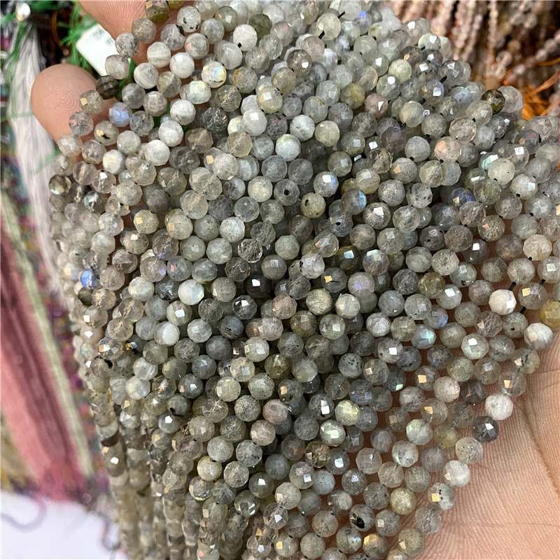 2 3MM Màu Trắng Tự Nhiên Phần Xám Labardorite Hạt Đá Mặt Trăng Trắng Agat Hạt Miếng Đệm Nhỏ Cho Đồ Trang Sức Làm Vật Dụng 38CM