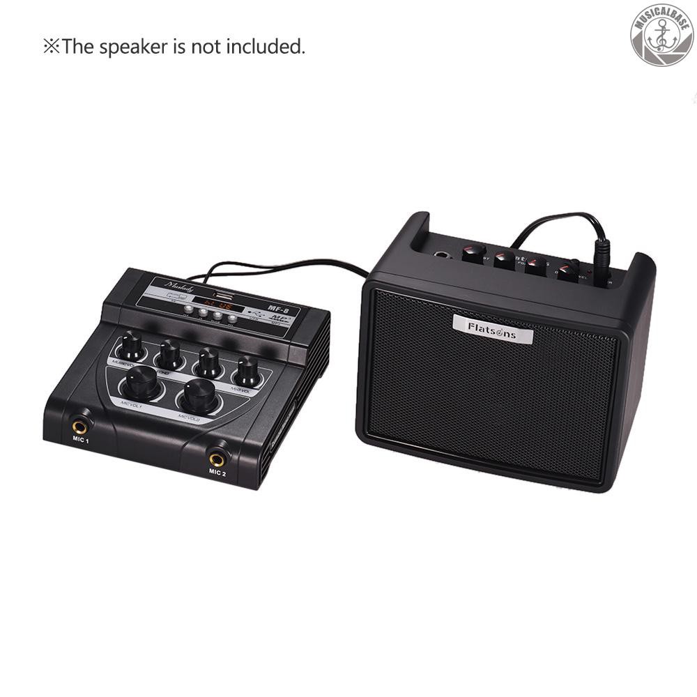 T&T Muslady MF-8 Mini Karaoke Sound Audio Mixer Stereo Echo Mixers Dual Microphone Inputs Support BT Recording MP3 Function for TV PC Smartphone Amplifier