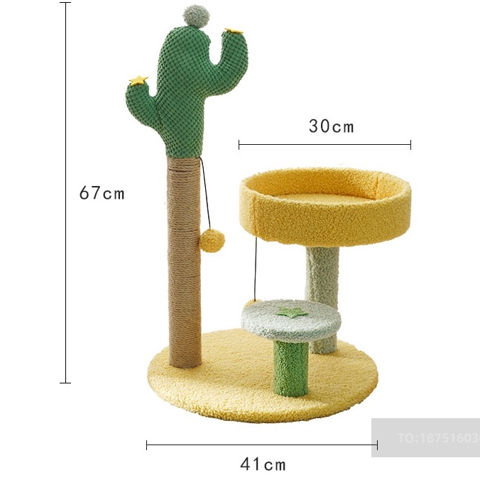 CATTREE đồ chơi trụ cào móng xương rồng kèm ổ nằm siêu to cho mèo