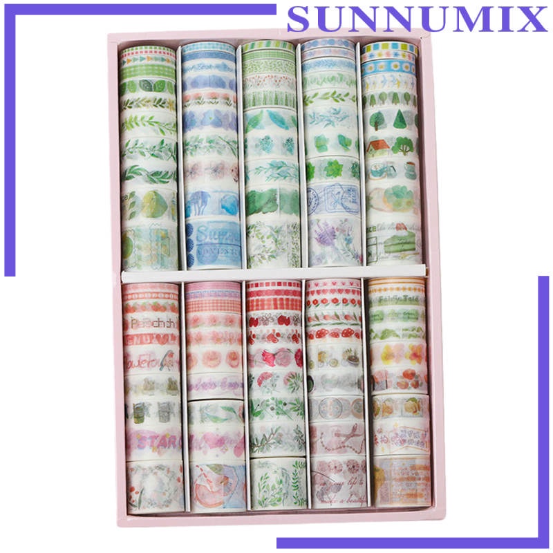 Set 100 Cuộn Băng Dính Washi Dùng Trang Trí Sổ Tay DIY