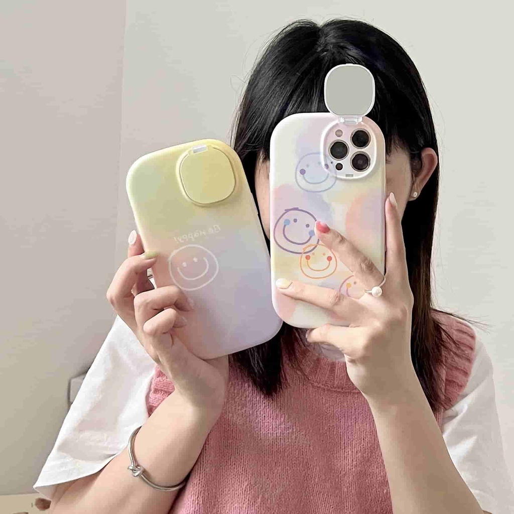 Ốp Điện Thoại IMD Chống Sốc Chống Bụi Tích Hợp Gương Hình Mặt Cười Cho iPhone 13 11 12 Pro Max XS Max XR x 7 + 8 plus 13 promax
