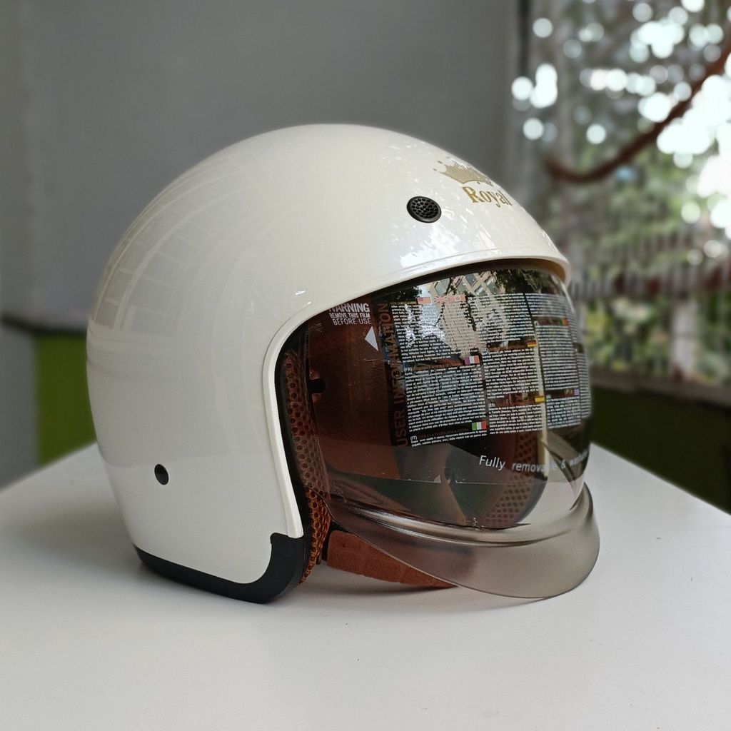 Nón bảo hiểm Royal M139 trắng kính âm