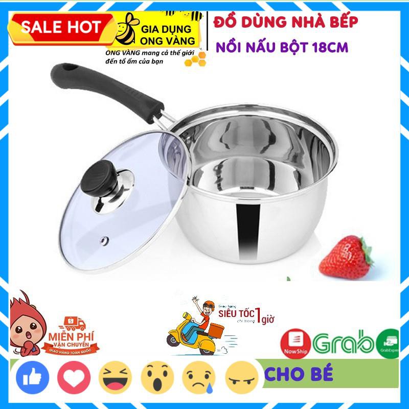 Nồi Nấu Bột, Nấu Cháo Đồ Ăn Dặm Cho Bé Inox 304 Size 18Cm Dày Dặn, Cao Cấp