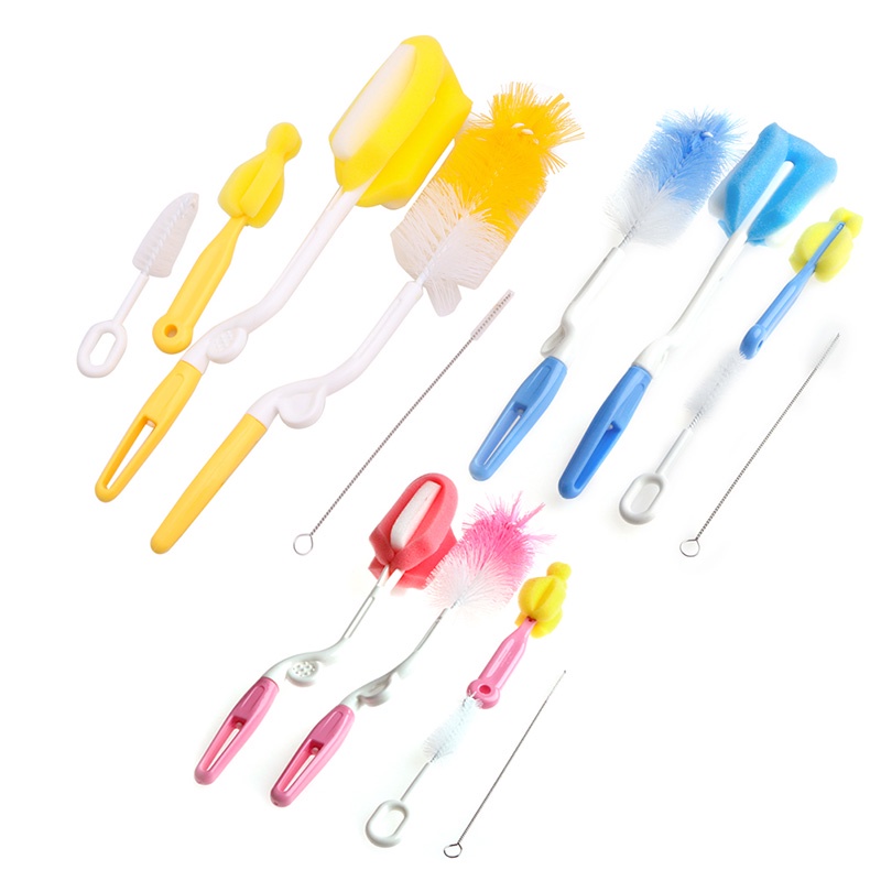 Bộ 5 cọ vệ sinh bình sữa núm ti cho em bé bằng nylon tiện dụng