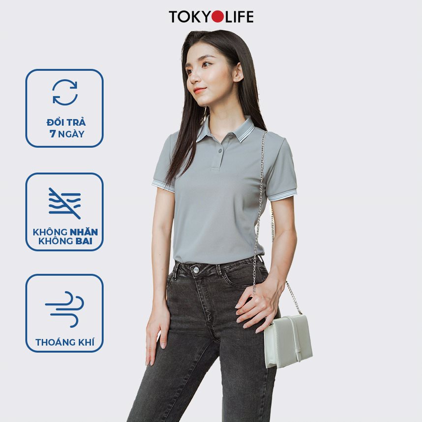 Áo Polo Nữ TOKYOLIFE phông cộc tay, vải cotton thoáng mát I9POL004K