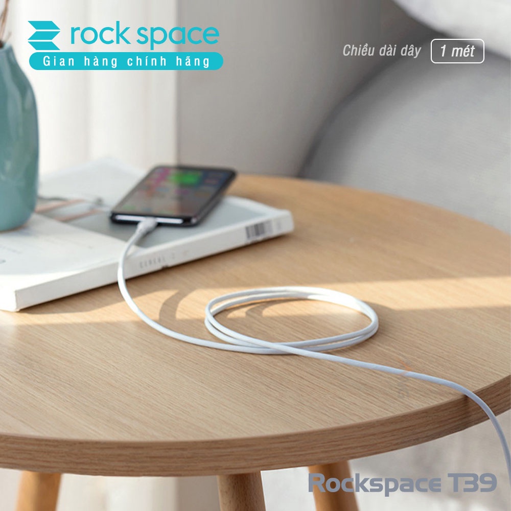 Bộ củ cáp sạc nhanh TypeC Rockspace T39, sạc nhanh không nóng máy , màu trắng, hàng chính hãng bảo hành 12 tháng