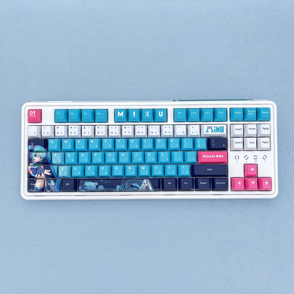 140 Phím Hatsune Miku Keycap Cherry Profile Miku Anime PBT Dye Sub Bàn phím cơ học Keycaps