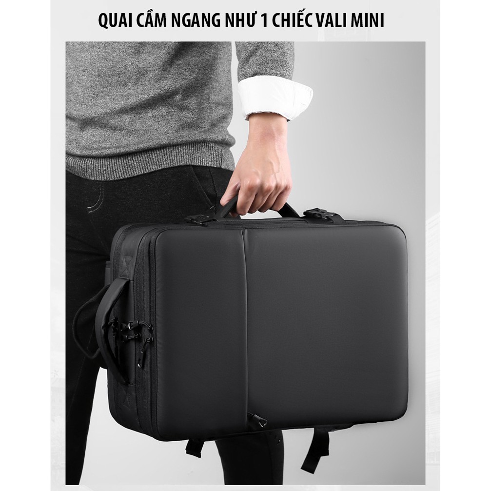 Balo đa năng đựng Laptop 17.3 inch QINNXER kèm ngăn phụ, cáp sạc và khe phone ẩn có thể nới rộng