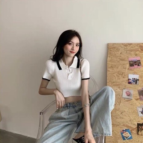 Áo Croptop Len Cổ Đức_Xưởng May Quang Anh