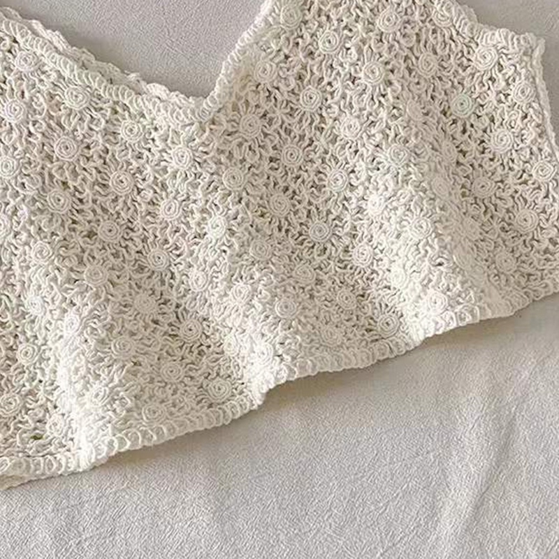 Áo Lửng Dệt Kim Không Tay Cổ Chữ V Họa Tiết Hoa Thời Trang Vintage Cho Nữ rỗng ra áo yếm
