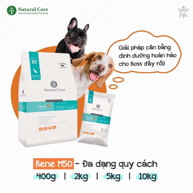 Thức ăn hạt hữu cơ cho chó NATURAL CORE BENE M50 D2 [túi 2kg ]