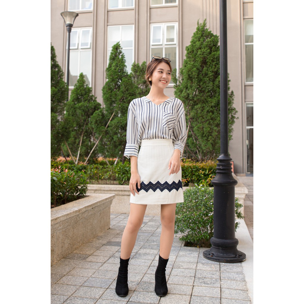 [ESWH62505M] CHÂN VÁY CHỮ A LAI VIỀN HỌA TIẾT  - esitto | BigBuy360 - bigbuy360.vn