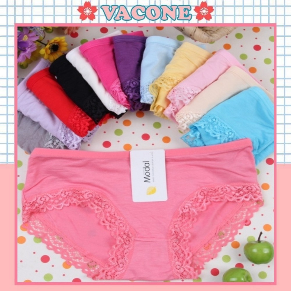 Quần lót cotton Vacone quần lót nữ cotton phối viền ren modal cao cấp