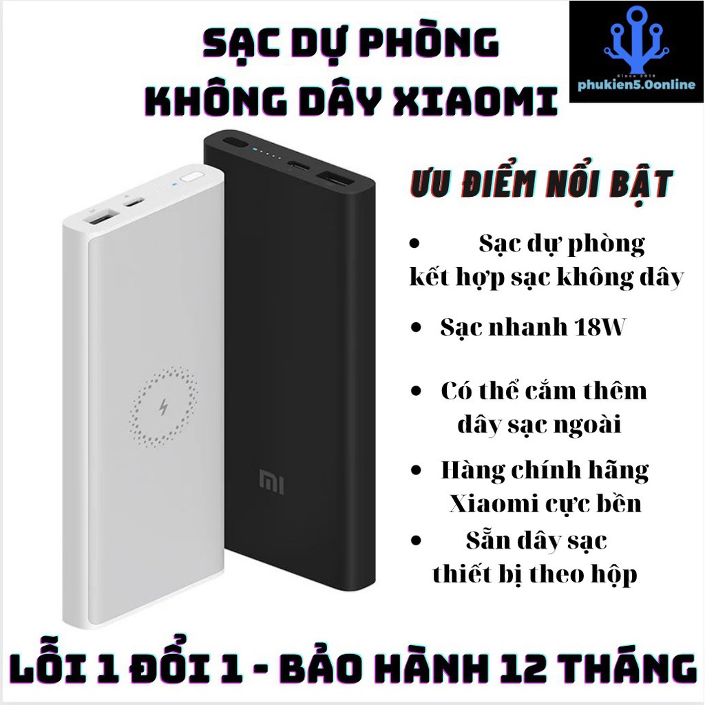 [Bảo Hành 12 Tháng] Pin Sạc Dự Phòng Không Dây Xiaomi 10000mAh - Sạc Dự Phòng Tích Hợp Sạc Không Dây Cầm Tay