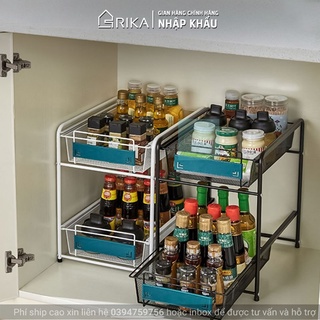 Kệ gia vị trượt đa năng gầm bếp để đồ nhà bếp phòng tắm kệ trang trí kệ mỹ phẩm rika kgv03, thiết kế ngăn kéo