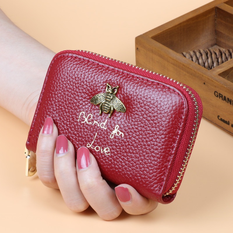 Ví BLIND FOR LOVE dáng ngắn da PU có khóa kéo dây tiêu chuẩn thời trang dành cho nữ