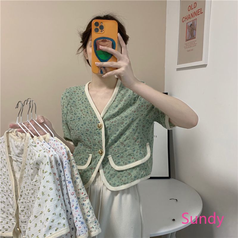 Áo Sơ Mi Croptop Phong Cách Retro Thời Trang Nữ Tính