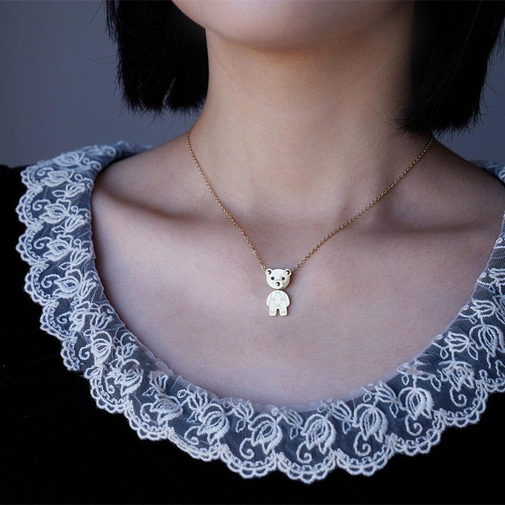 Vòng cổ Mặt Gấu Bằng Thép Không Gỉ Phong Cách Hip Hop Hàn Quốc Đơn Giản Dành Cho Bạn Nữ