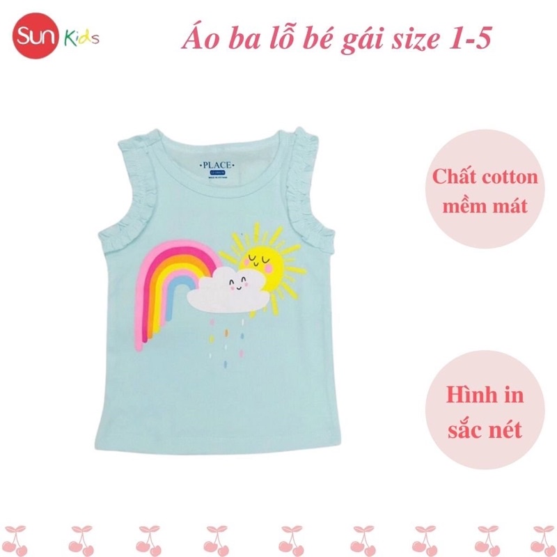 Áo thun bé gái, áo phông bé gái dáng ba lỗ, chất cotton, nhiều màu, size 1-5 - SUNKIDS1