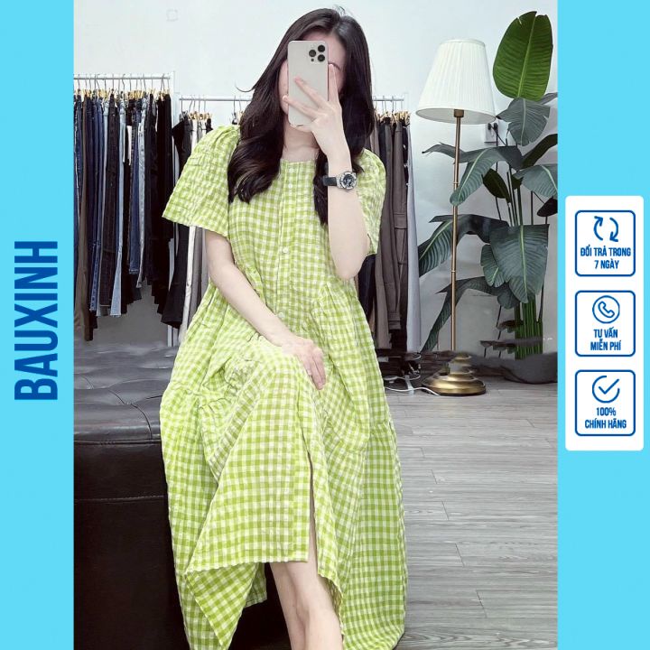 Váy bầu công sở - đầm bầu xinh thiết kế cộc tay màu đen cổ sen đuôi cá - bauxinh