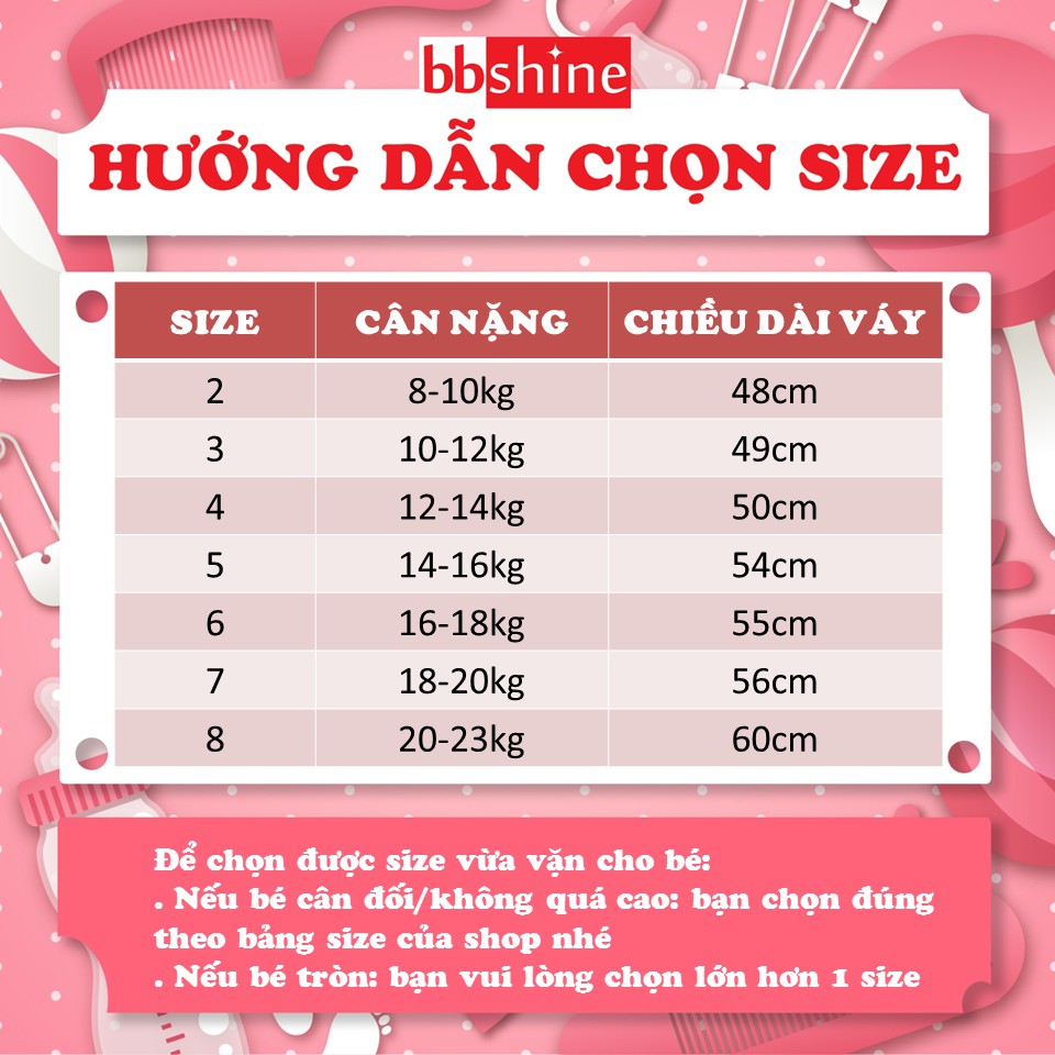 Váy nơ đuôi cá babydoll cực xinh yêu cho bé 8-23kg chất mềm nhẹ mát họa tiết hoa nhí BBShine – D077