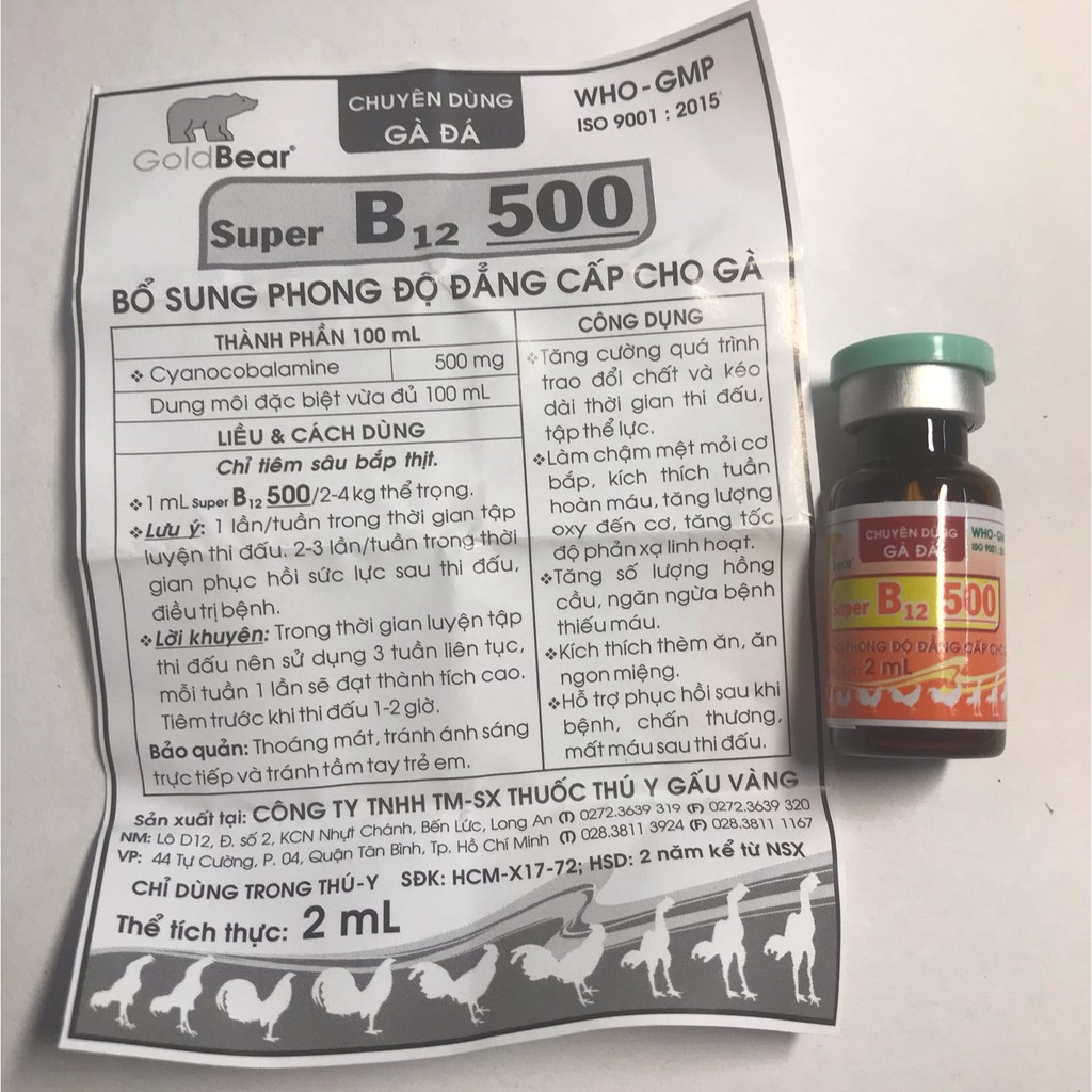 Thuốc tăng lực gà đá Super B12 500 2ml