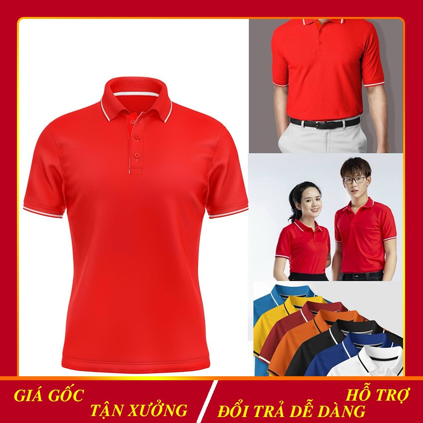 Áo phông nam polo - Áo Thun Thể Thao Cá Sấu Mè Màu Đỏ