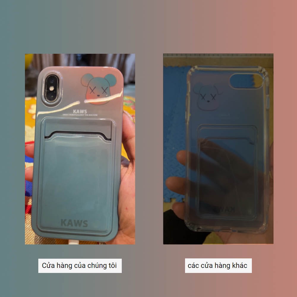 Ốp điện thoại in hình gấu màu gradient có ngăn đựng thẻ thích hợp cho iPhone 7 8 Plus