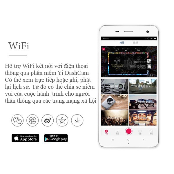 Camera hành trình xe hơi Xiaomi Yi Dash Camera Wifi 1080P