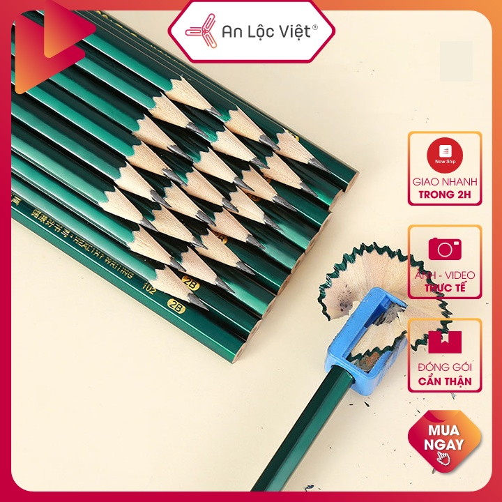 Combo 10 Bút Chì Gỗ 2B - HB Thân Xanh với ruột chì nét đậm & chắc chắn, mẫu Bút chì gỗ hot nhất hiện nay