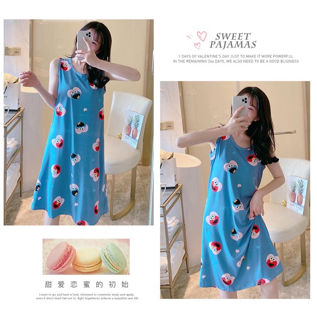 Váy Ngủ 💝 💝 Váy Ngủ Đẹp Dáng Dài Phom Rộng Cotton Mềm Mịn Họa Tiết Dễ Thương Lady Beauty | BigBuy360 - bigbuy360.vn
