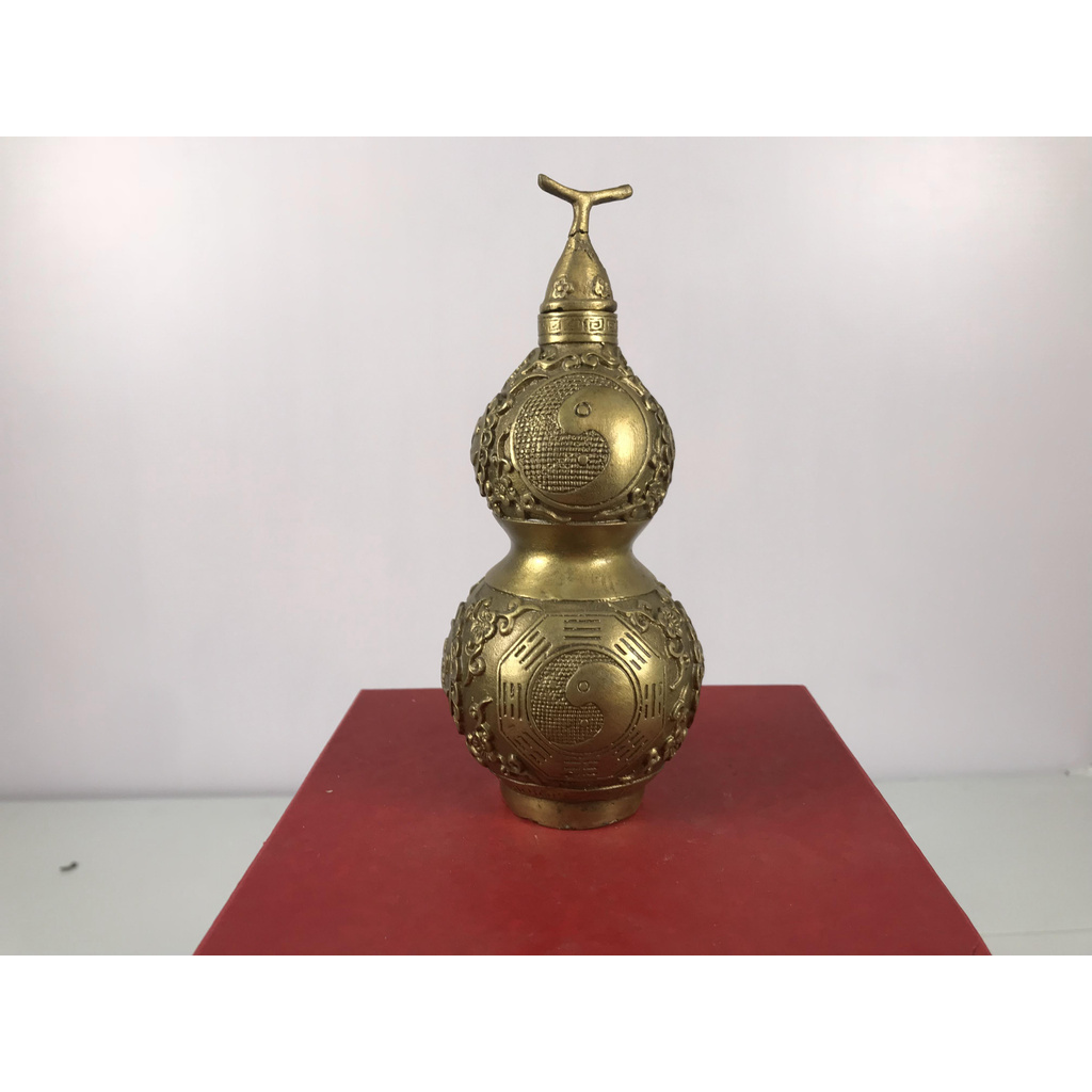 Hồ lô phong thủy bát quái còn được gọi là âm dương bằng đồng đẹp Nadoto Hồ lô mạ vàng để bàn làm việc và để taplo ô tô: