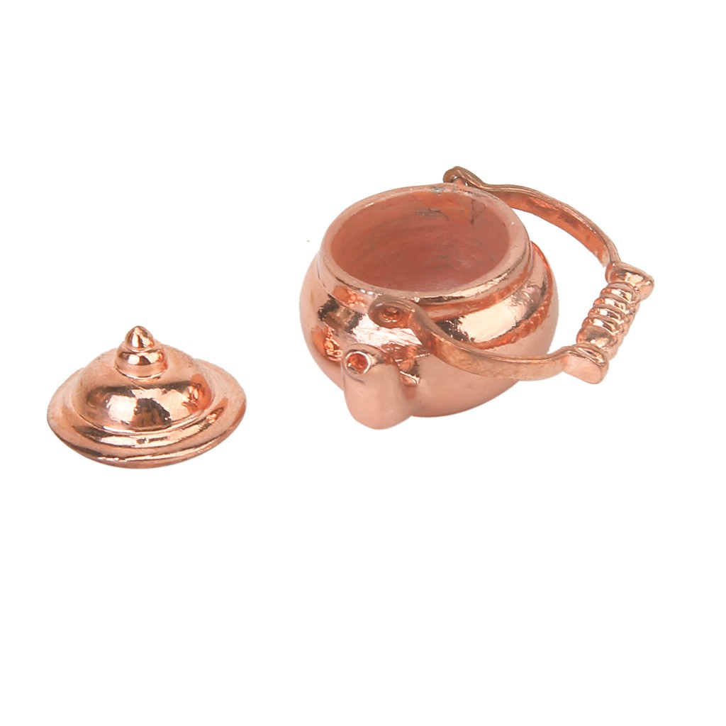 Ấm Trà Mini Bằng Đồng Tỉ Lệ 1 / 12 Trang Trí Nhà Búp Bê